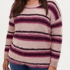 Torrid Drop Shoulder Fuzzy Striped Sweater NWT